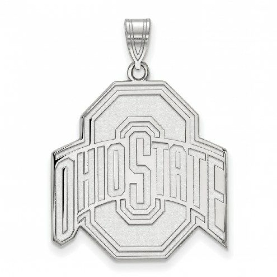 Watches & Jewelry * | Discount Ohio State Buckeyes 14K White Gold Extra Large Pendant