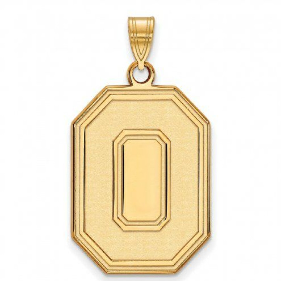 Watches & Jewelry * | Discount Ohio State Buckeyes Sterling Silver Gold Plated Extra Large Pendant