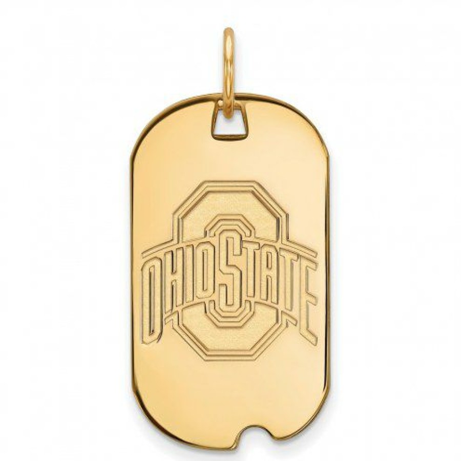 Watches & Jewelry * | Discount Ohio State Buckeyes Sterling Silver Gold Plated Small Dog Tag