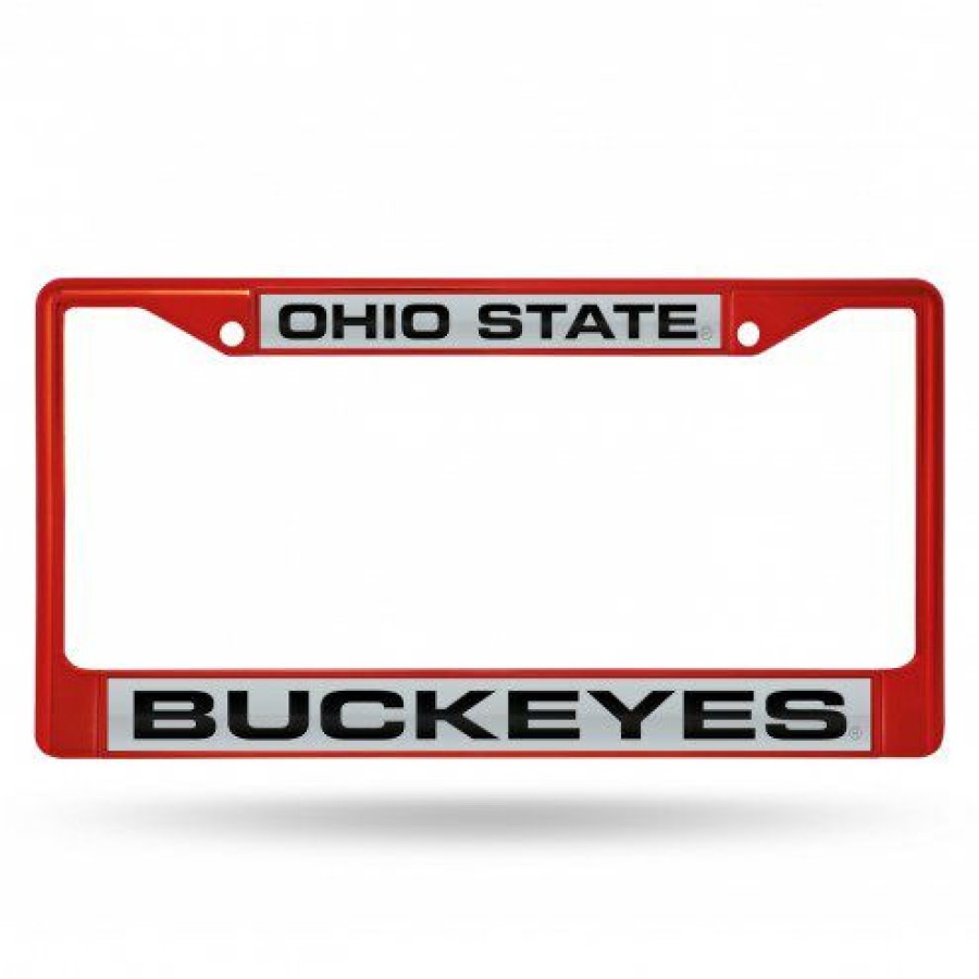 Car Accessories * | Discount Ohio State Buckeyes Laser Colored Chrome License Plate Frame