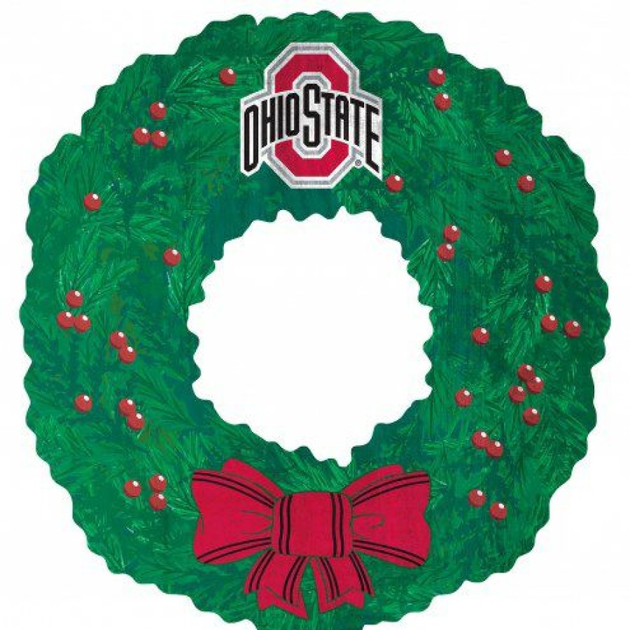 Home & Office Decor * | Discount Ohio State Buckeyes 16 Team Wreath Sign