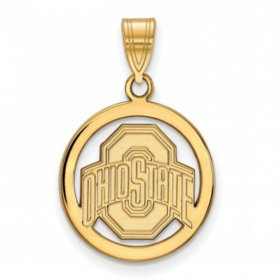 Watches & Jewelry * | Discount Ohio State Buckeyes Sterling Silver Gold Plated Medium Pendant