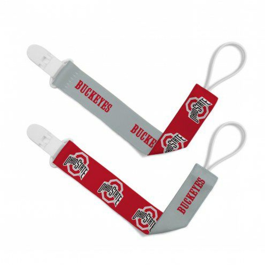 Bed & Bath * | Discount Ohio State Buckeyes Baby Pacifier Clips