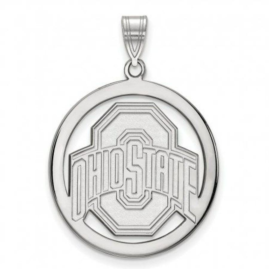 Watches & Jewelry * | Discount Ohio State Buckeyes Sterling Silver Large Circle Pendant