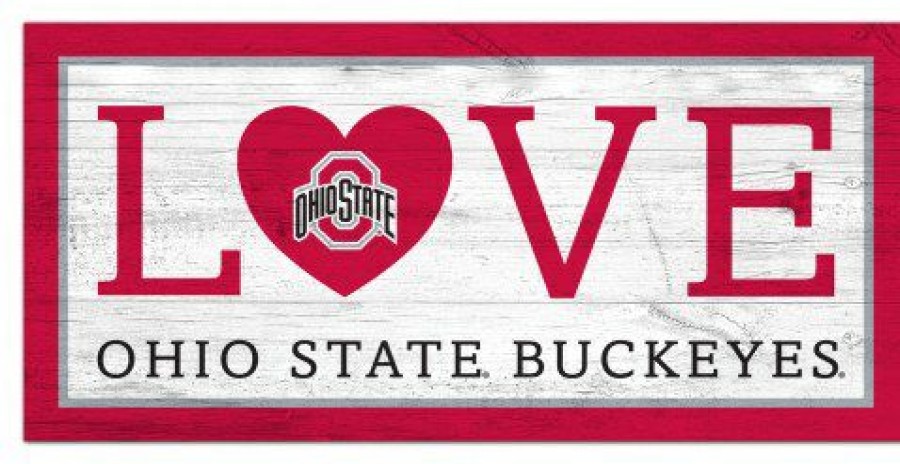 Home & Office Decor * | Discount Ohio State Buckeyes 6 X 12 Love Sign