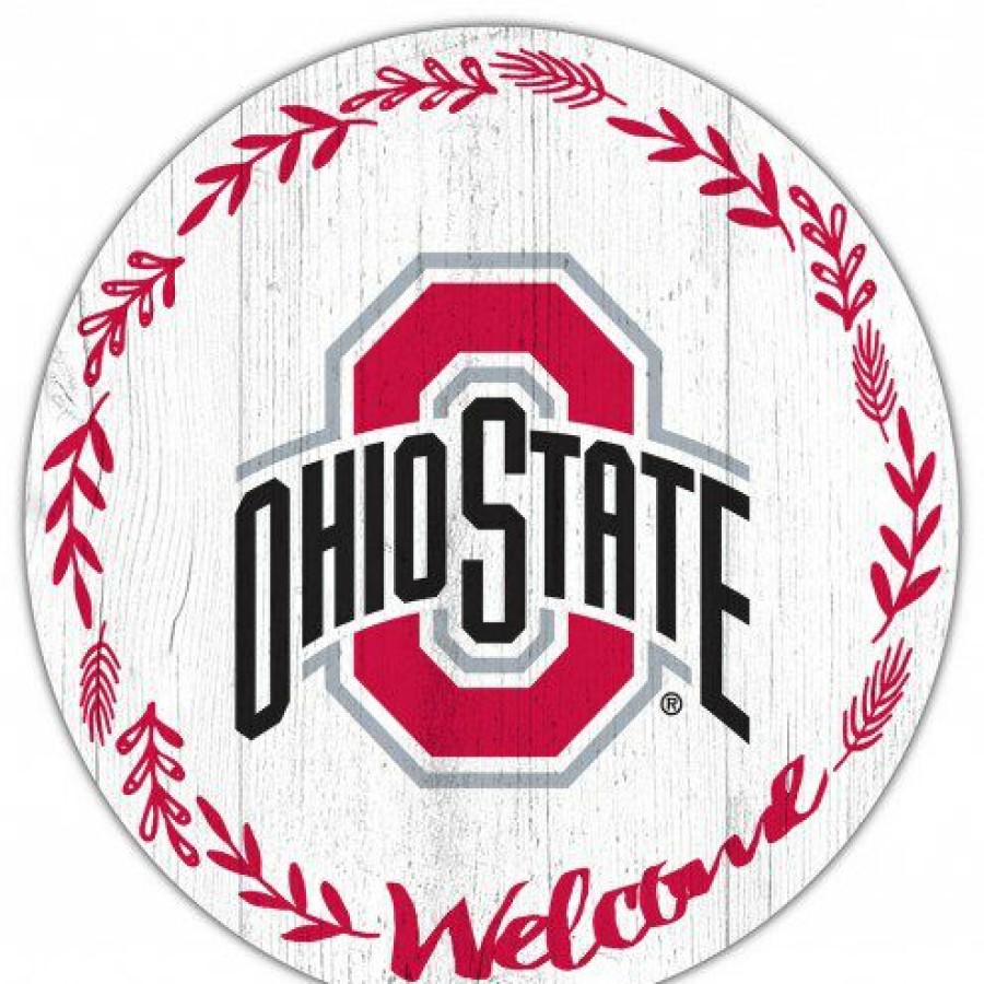 Home & Office Decor * | Discount Ohio State Buckeyes 12 Welcome Circle Sign