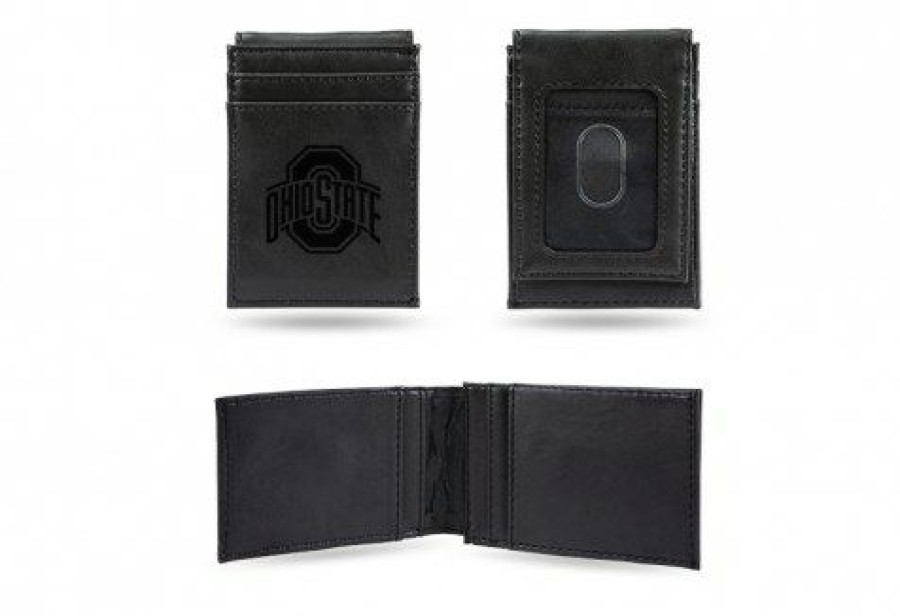 Accessories * | Discount Ohio State Buckeyes Laser Engraved Black Front Pocket Wallet