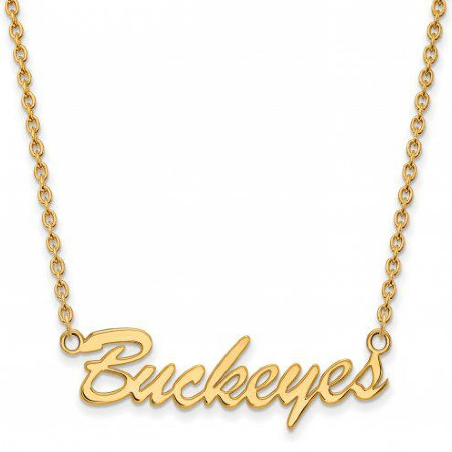 Watches & Jewelry * | Discount Ohio State Buckeyes Sterling Silver Gold Plated Medium Pendant