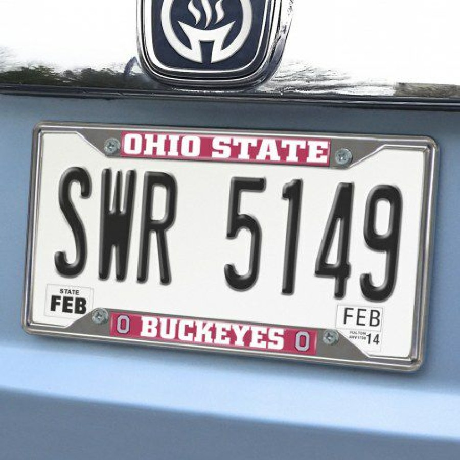 Car Accessories * | Discount Ohio State Buckeyes Chrome Metal License Plate Frame