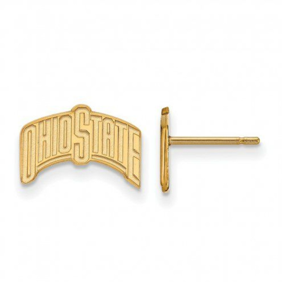 Watches & Jewelry * | Discount Ohio State Buckeyes Sterling Silver Gold Plated Small Post Earrings