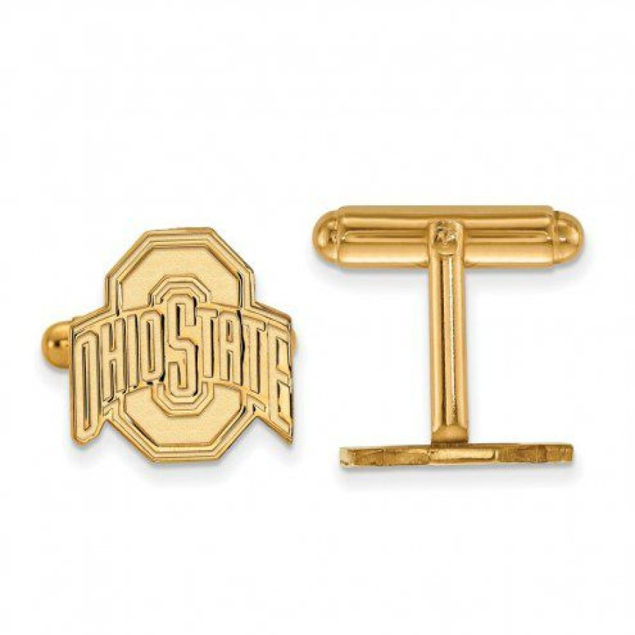 Watches & Jewelry * | Discount Ohio State Buckeyes Sterling Silver Gold Plated Cuff Links