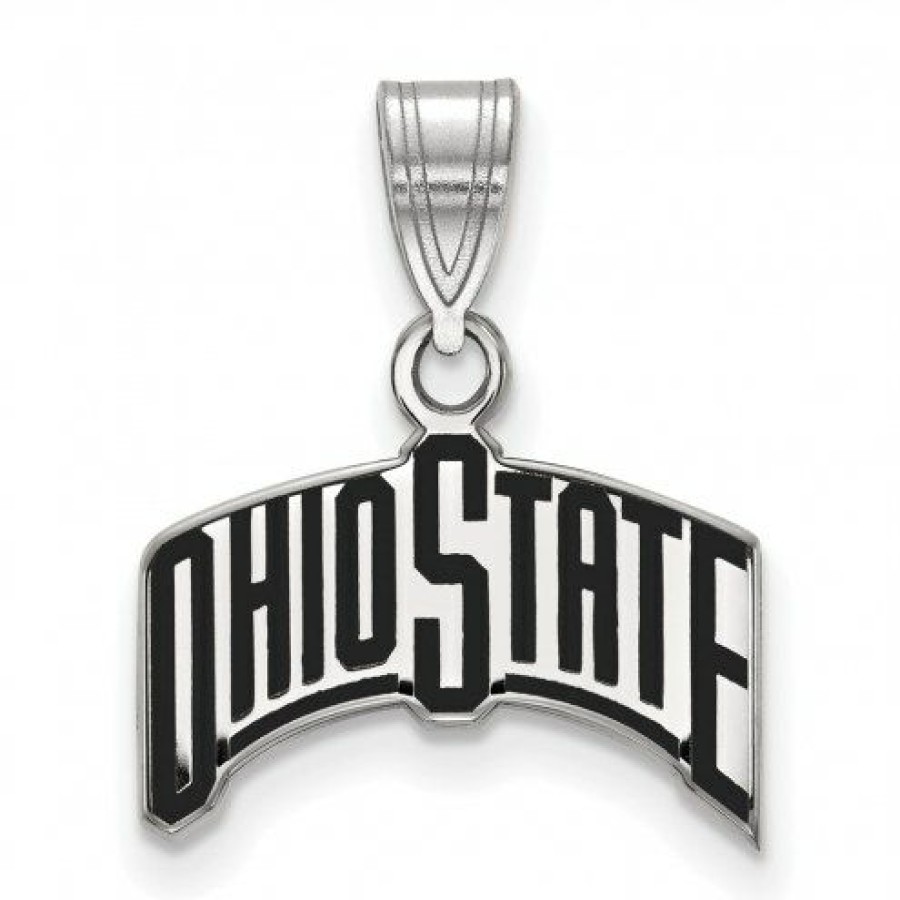 Watches & Jewelry * | Discount Ohio State Buckeyes Sterling Silver Medium Enameled Pendant