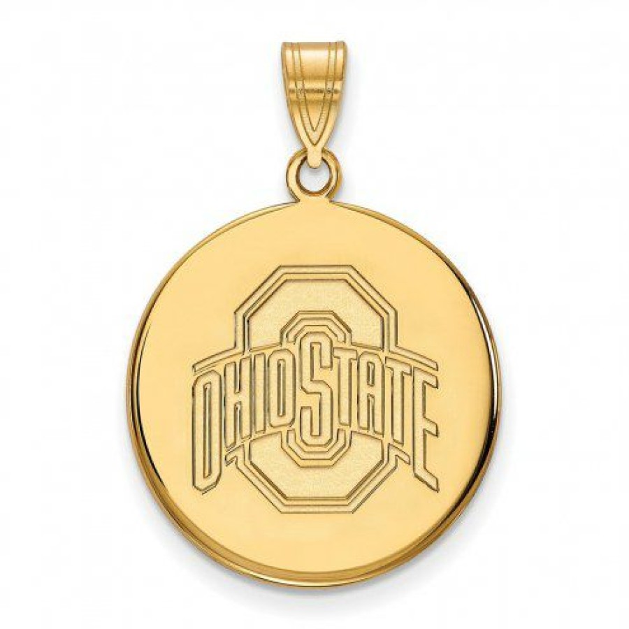 Watches & Jewelry * | Discount Ohio State Buckeyes Sterling Silver Gold Plated Large Disc Pendant