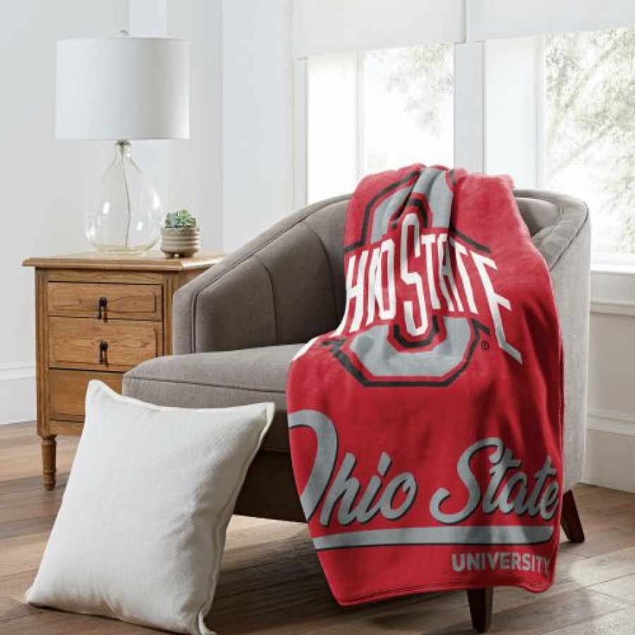 Bed & Bath * | Discount Ohio State Buckeyes Signature Raschel Throw Blanket