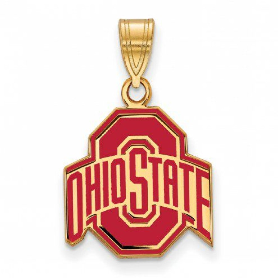 Watches & Jewelry * | Discount Ohio State Buckeyes Sterling Silver Gold Plated Medium Pendant