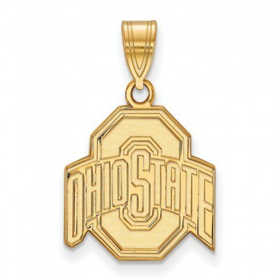 Watches & Jewelry * | Discount Ohio State Buckeyes Ncaa Sterling Silver Gold Plated Medium Pendant