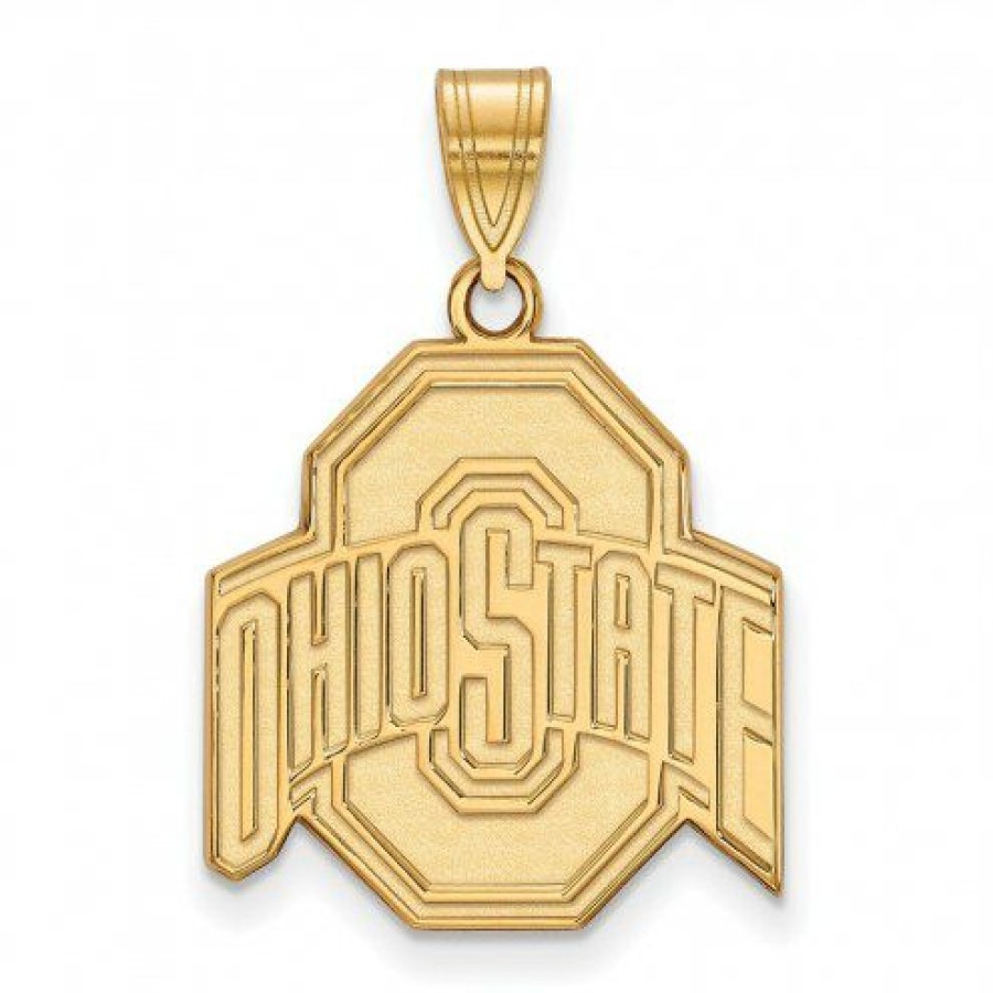 Watches & Jewelry * | Discount Ohio State Buckeyes Ncaa Sterling Silver Gold Plated Large Pendant