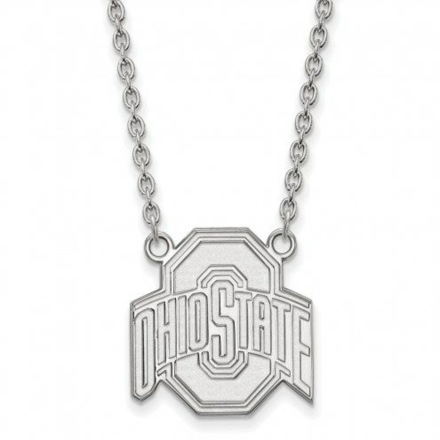 Watches & Jewelry * | Discount Ohio State Buckeyes Sterling Silver Large Pendant Necklace