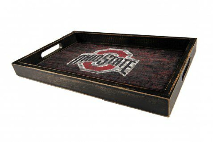 Home & Office Decor * | Discount Ohio State Buckeyes Distressed Team Color Tray