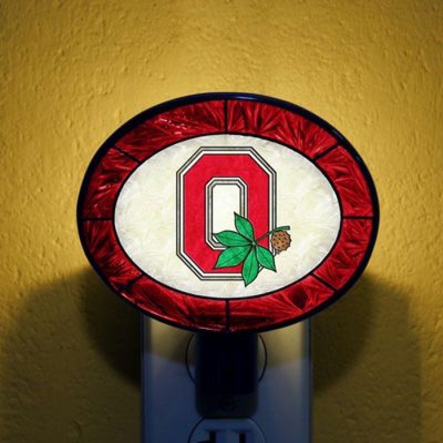 Home & Office Decor * | Discount Ohio State Buckeyes Ncaa Stained Glass Night Light