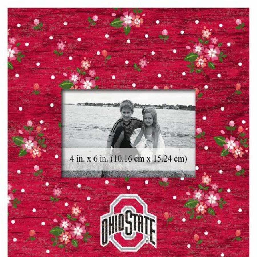 Home & Office Decor * | Discount Ohio State Buckeyes Floral 10 X 10 Picture Frame