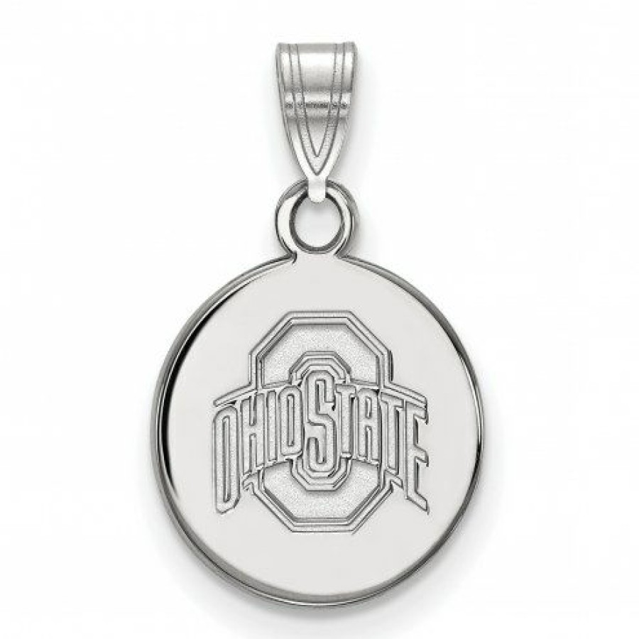 Watches & Jewelry * | Discount Ohio State Buckeyes 10K White Gold Small Disc Pendant