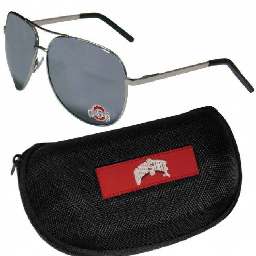 Accessories * | Discount Ohio State Buckeyes Aviator Sunglasses And Zippered Carrying Case