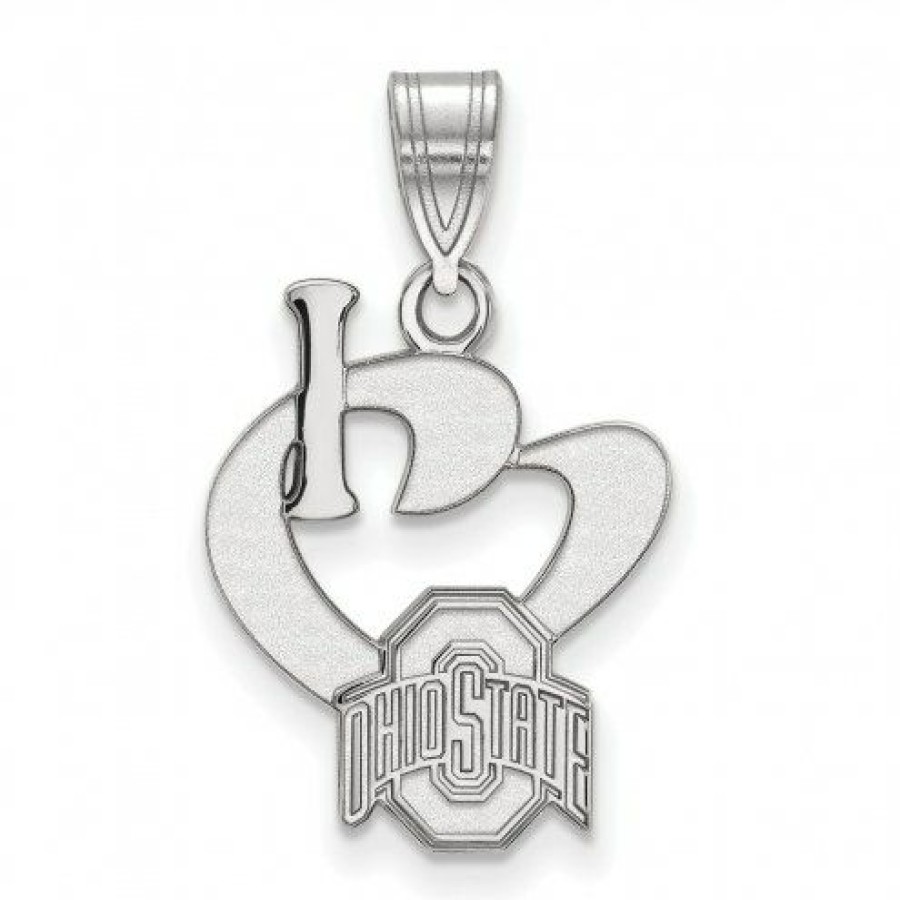 Watches & Jewelry * | Discount Ohio State Buckeyes Sterling Silver Large I Love Logo Pendant