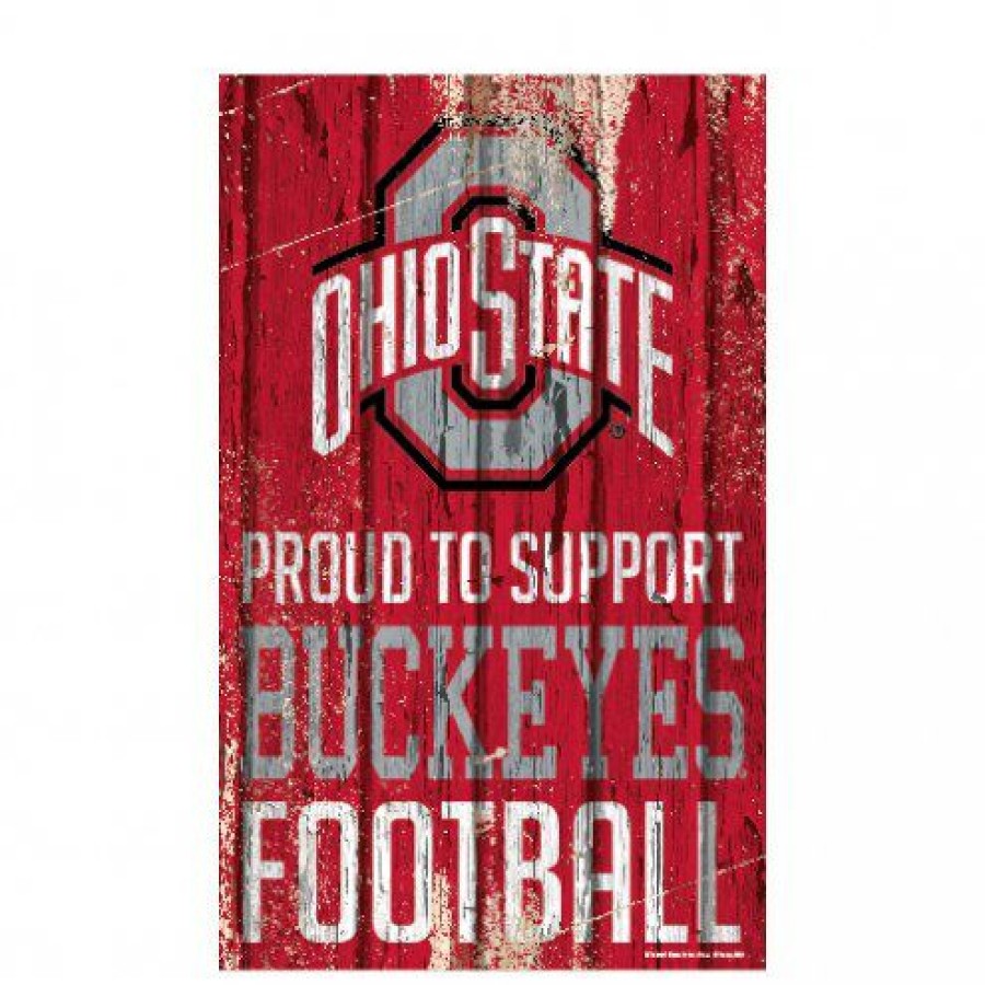 Home & Office Decor * | Discount Ohio State Buckeyes Proud To Support Wood Sign