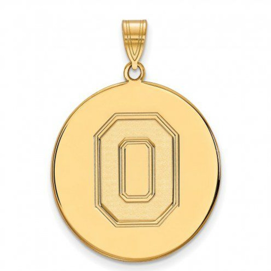 Watches & Jewelry * | Discount Ohio State Buckeyes Sterling Silver Gold Plated Extra Large Disc Pendant