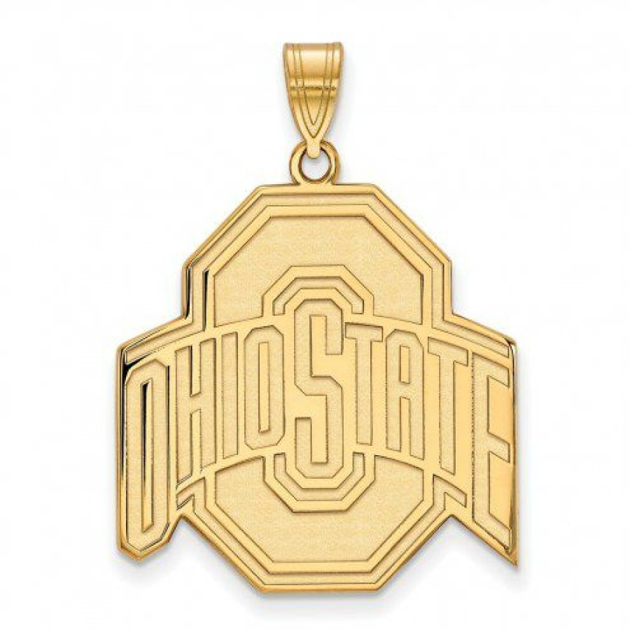 Watches & Jewelry * | Discount Ohio State Buckeyes Ncaa Sterling Silver Gold Plated Extra Large Pendant