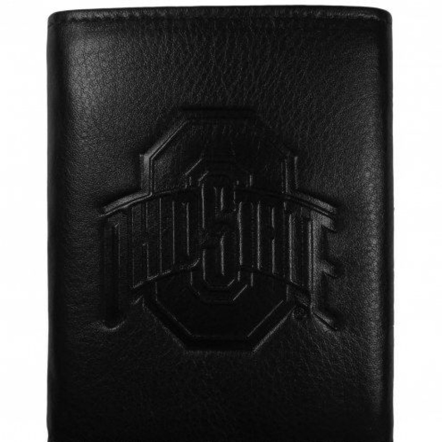 Accessories * | Discount Ohio State Buckeyes Embossed Leather Tri-Fold Wallet