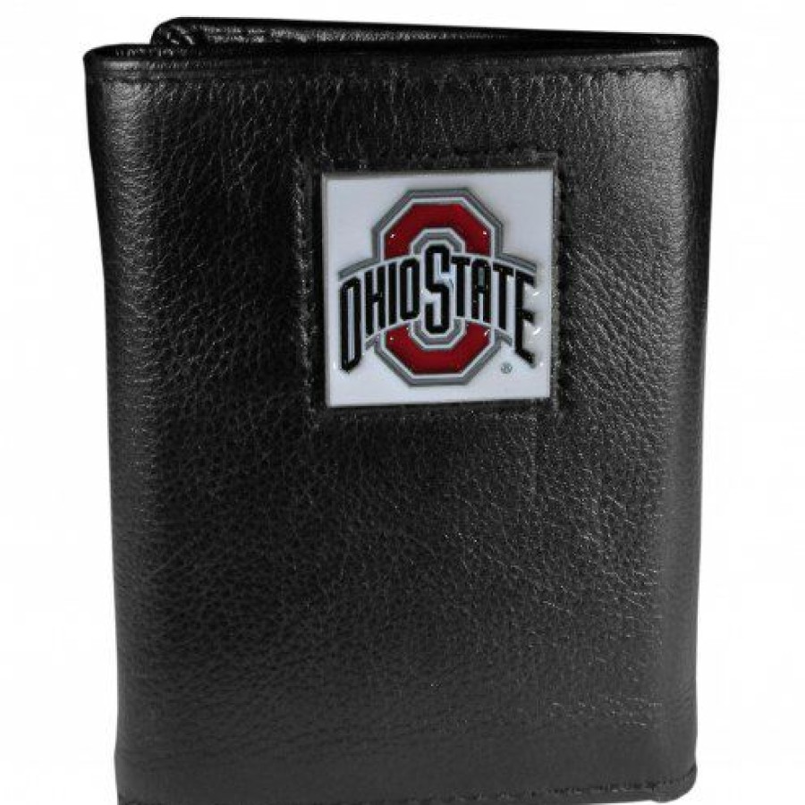 Accessories * | Discount Ohio State Buckeyes Deluxe Leather Tri-Fold Wallet In Gift Box