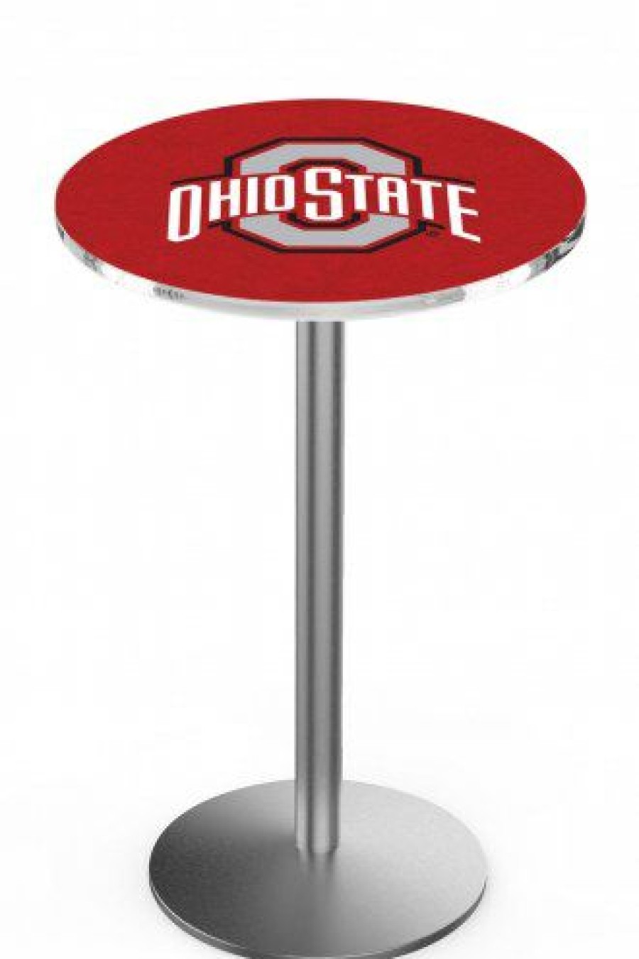 Game Room & Fan Cave * | Discount Ohio State Buckeyes Stainless Steel Bar Table With Round Base