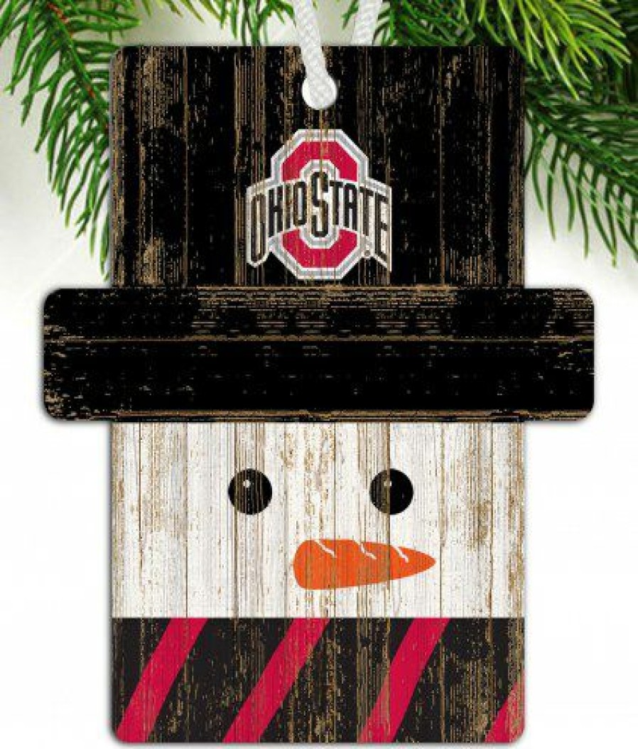 Home & Office Decor * | Discount Ohio State Buckeyes Snowman Ornament