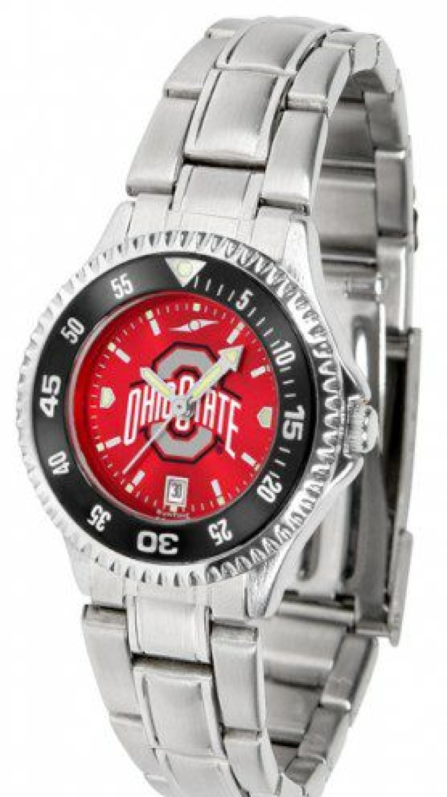 Watches & Jewelry * | Discount Ohio State Buckeyes Competitor Steel Anochrome Women'S Watch Color Bezel