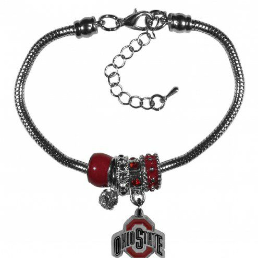 Watches & Jewelry * | Discount Ohio State Buckeyes Euro Bead Bracelet