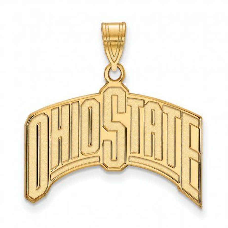 Watches & Jewelry * | Discount Ohio State Buckeyes Sterling Silver Gold Plated Extra Large Pendant