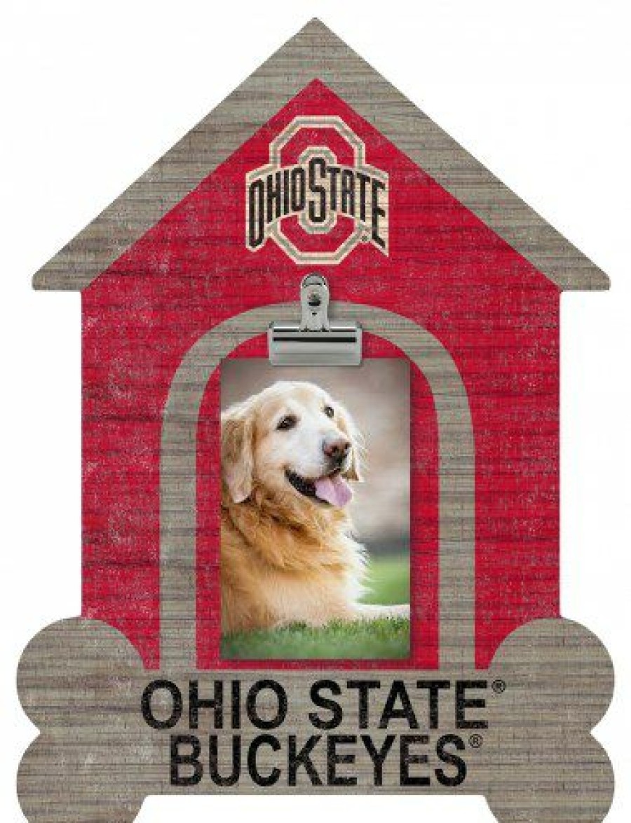 Home & Office Decor * | Discount Ohio State Buckeyes Dog Bone House Clip Frame