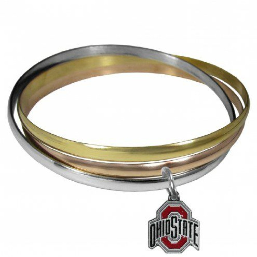 Watches & Jewelry * | Discount Ohio State Buckeyes Tri-Color Bangle Bracelet