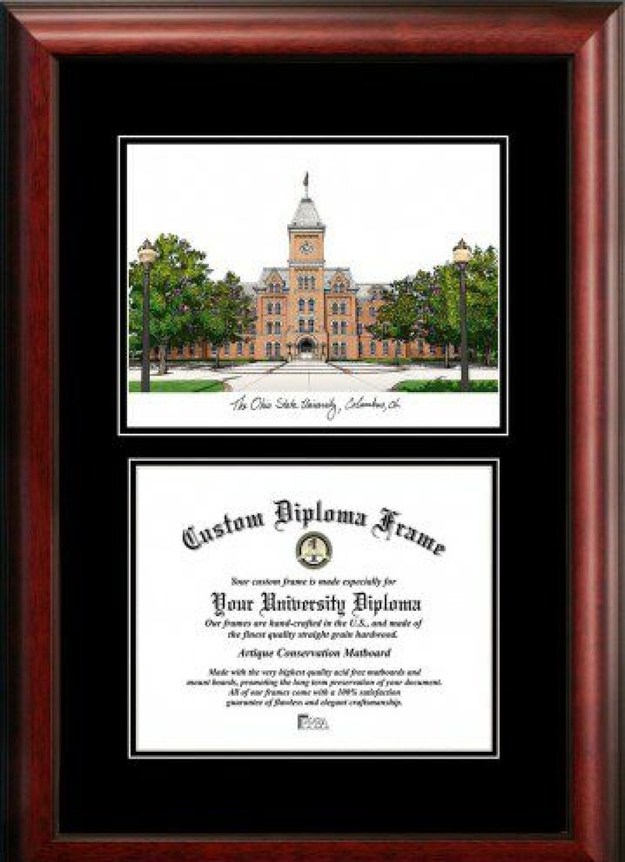 Home & Office Decor * | Discount Ohio State University Diplomate Framed Lithograph With Diploma Opening