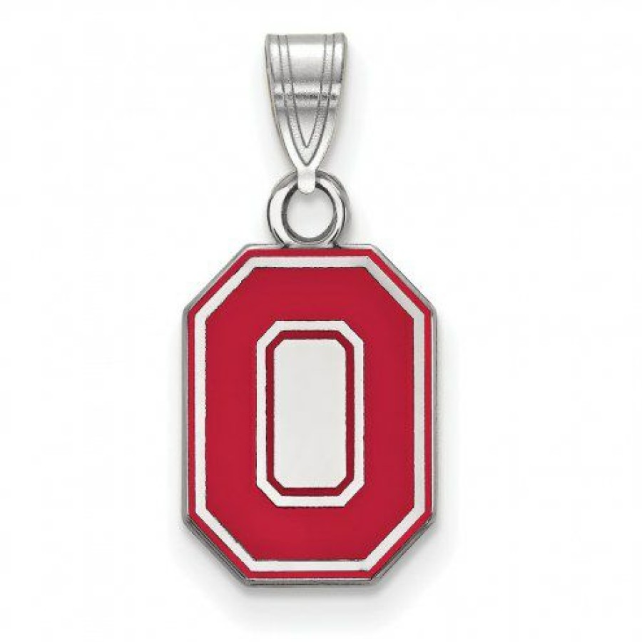 Watches & Jewelry * | Discount Ohio State Buckeyes Sterling Silver Small Enamel Pendant