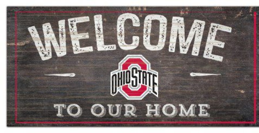 Home & Office Decor * | Discount Ohio State Buckeyes 6 X 12 Welcome Sign