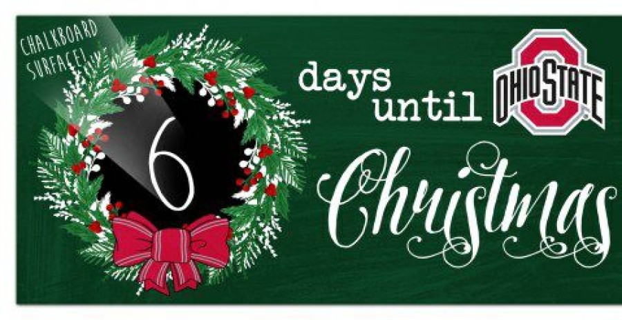 Home & Office Decor * | Discount Ohio State Buckeyes 6 X 12 Chalk Christmas Countdown Sign