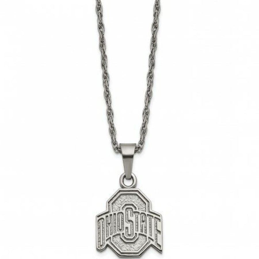 Watches & Jewelry * | Discount Ohio State Buckeyes Stainless Steel Pendant Necklace