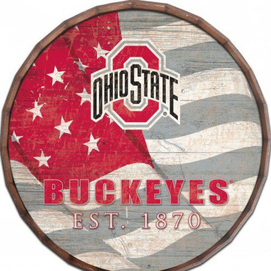 Home & Office Decor * | Discount Ohio State Buckeyes 16 Flag Barrel Top