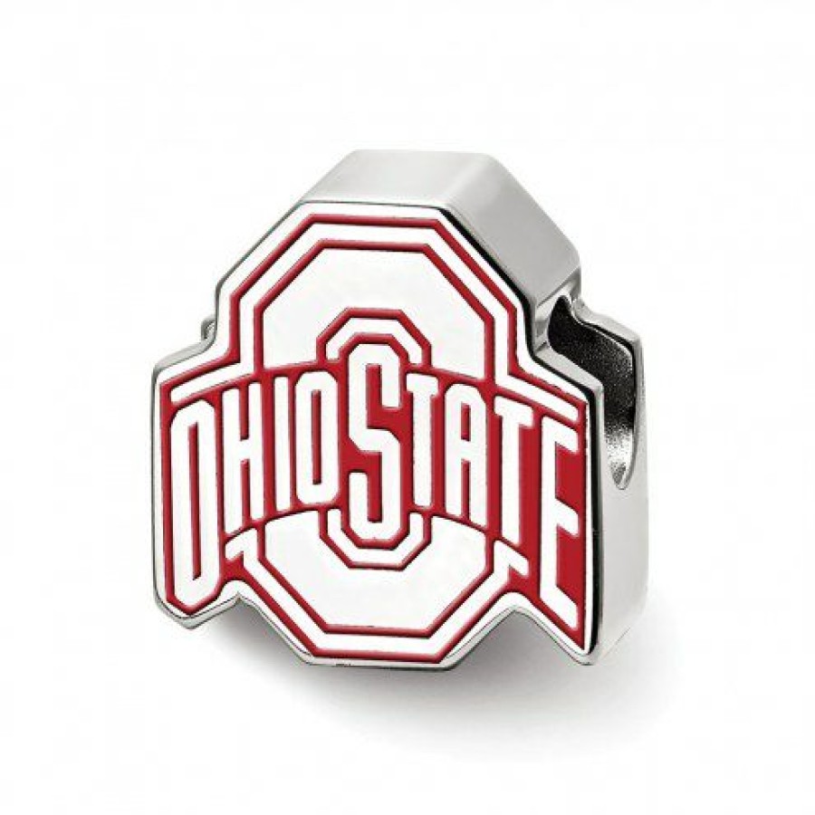 Watches & Jewelry * | Discount Ohio State Buckeyes Sterling Silver Enameled Bead