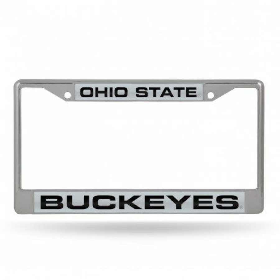 Car Accessories * | Discount Ohio State Buckeyes Laser Chrome License Plate Frame