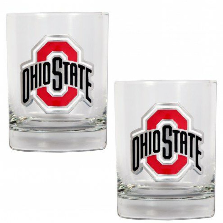 Kitchen & Bar Accessories * | Discount Ohio State Buckeyes College 2-Piece 14 Oz. Rocks Glass Set