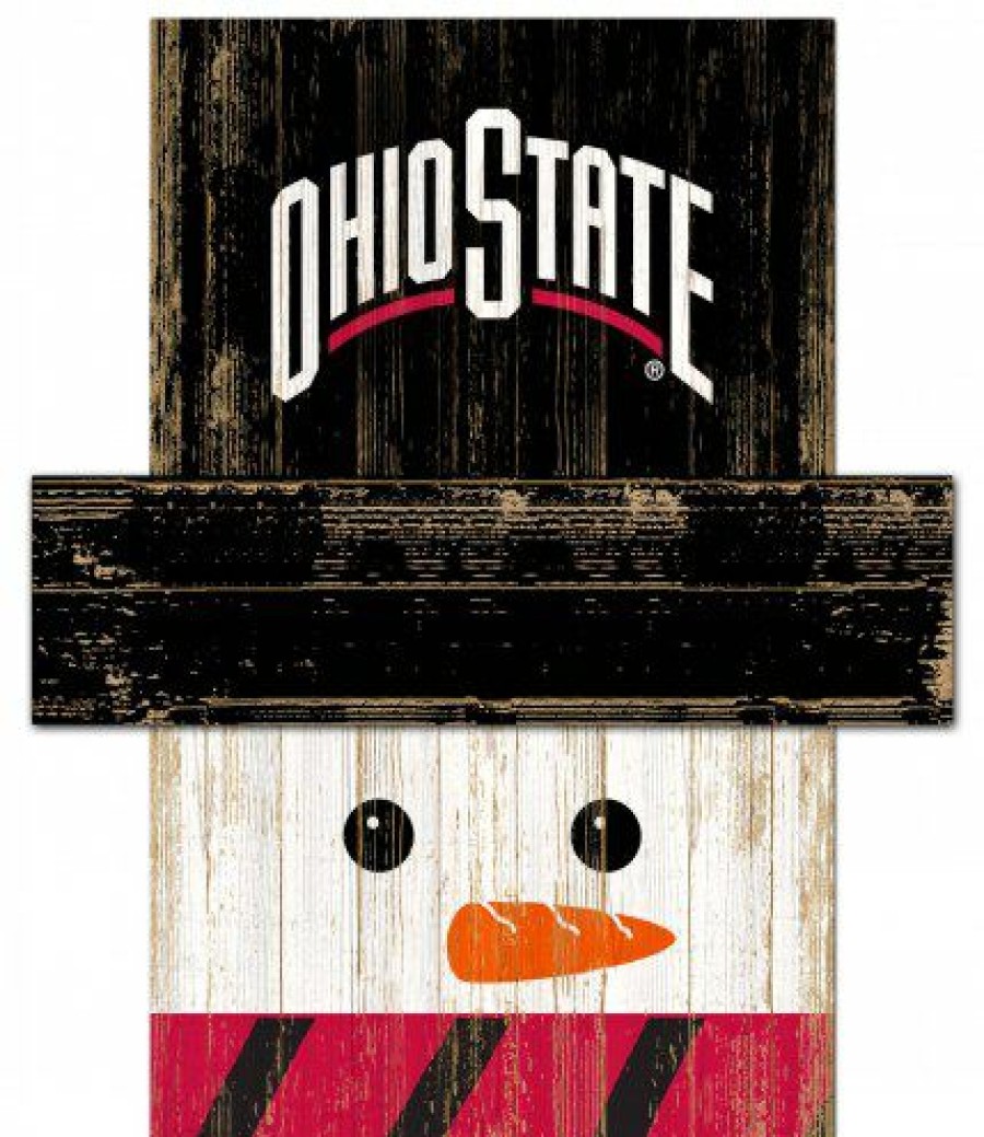 Home & Office Decor * | Discount Ohio State Buckeyes Snowman Head Sign